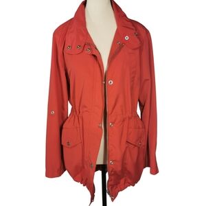 Sanctuary Deep Coral Lightweight Utility Jacket Cinch Waist Size S